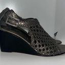 Brighton  REALM Pewter Woven Braided Leather Wedge Sandals Heels Women’s 6.5 Photo 0