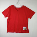 Disney  World Mickey Mouse T-Shirt Women's Large Red V-Neck Short Sleeve Preppy Photo 0