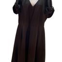 City Chic Black Short Bow Sleeve Midi V-Neck Pleated at Waist Dress Size 20 Photo 0