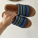 sbicca  Agave Blue Multi Color Stripe Woven Wedge Platform Sandal Size 5 Photo 0