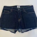 Hudson Jeans Hudson Dark Blue Wash Button Fly Raw Hem Denim Jean Shorts EUC Sz 26 Midrise Photo 0