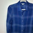 Max Studio  Blue Plaid Long Sleeve Rayon Button Up High-Low Shirt - Size S Photo 1