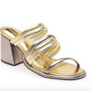 Farm Rio  Block Heel Slide Sandal Gold Silver Womens Size 6 Photo 0