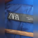 ZARA  Women's Blue Long Blazer Inverted Lapel Collar Frock Coat size Small Photo 4