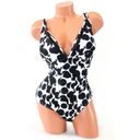 DKNY  Geo Mesh-Trim One-Piece Black White V-Neck Swimsuit NWT 16 Photo 1