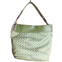 Liz Claiborne  Purse Lime Green Heritage Fabric Faux‎ Croc Shoulder Bag Photo 2