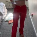 ZARA Red Leather Straight Pants Photo 1