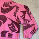 Nike  Sweatshirt Womens 2X Pink Black Crewneck Oversized Slouchy All Over Print Photo 11