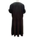 City Chic Black Short Bow Sleeve Midi V-Neck Pleated at Waist Dress Size 20 Photo 3