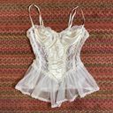 80s VINTAGE WHITE LACE BRIDAL LINGERIE TOP Size M Photo 0