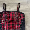 Tripp NYC  Womens Goth Black Red Plaid Bustier Corset Tank Top Size XL Stretch Photo 1