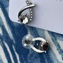 Twisted Rhinestone and faux diamond silver earrings tear drop stud  costume gift Photo 2