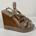 Frye Women's  Corrina stitch Taupe Leather Sling Back Wedge Sandals Sz 8.5M Photo 4