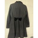 Betsey Johnson  Wool Peacoat Long Jacket Hearts Velvet Bow Black Size 8 S Medium Photo 1