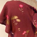 Blu Pepper 🌸 Burgundy floral top, flowy sleeves, relaxed, good for summer, flowers L large Photo 3