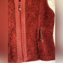 Woolrich  Shearling Vest Women’s Black Cherry Red Sherpa Zip Up, Size Small Photo 3