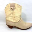 Dingo Vintage 1980’s  Cream Leather Slouchy Western Boots size 9.5 IOB Photo 5
