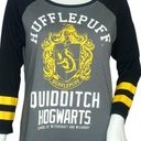 Harry Potter  Women’s Hugglepuff Raglan Tee Gray White Quidditch Hogwarts Size M Photo 5