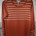 Christopher & Banks  Women's Large Long Sleeve Pullover Sweater Rust & White EUC Photo 0