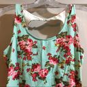 Kirra Teal Floral Peplum Tank Top Small Photo 2