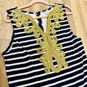 Crown & Ivy Women's Shift Dress Navy/White Stripe with Gold Accent sz Medium. Photo 6