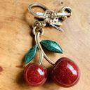 Coach NWT  Orginal CHERRIES RESIN BAG CHARM KEY FOB RING Cherry Keychain Gold/Red Photo 5