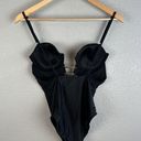 Beach Riot  Womens One Piece Swimsuit Size Medium Black Plunge Neck Gold Chain Photo 3