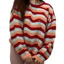 Amazon  Multicolor Oversized Crochet Crewneck Sweater size Large Photo 0