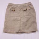 Michael Kors  Skirt Womans 6 Tan Raw Edge Linen Mini Pencil Faux Wrap Button Photo 1