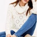 Loft  Women's Bobble Open Knit Long Sleeve Pullover‎ Turtleneck Sweater Ivory - M Photo 5