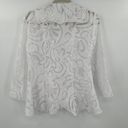 IC by Connie K White Floral Lace Sheer 2 Button Cardigan Size Small Photo 4