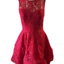 City Triangles High-Neck Lace Short Dress Tiered Formal Prom Homecoming Dress Red Size 9 Photo 0