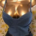 denim Cut Out Sides bustier Top Size M Blue Size M Photo 3