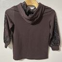 Soft Surroundings  Northstar Hoodie Velvet Trim Sweatshirt Brown Size Medium Photo 2