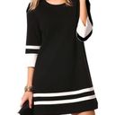 Vince  black white stripe color block cotton mini shift dress 3/4 sleeves size S Photo 0