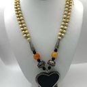 Onyx Tribal bone beaded carnelian and  heart pendant necklace Photo 4