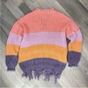 Wishlist  Distressed Color Block Pullover Sweater Medium Large Purple Multi Photo 9