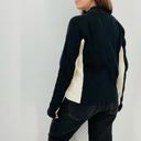 DKNY y2k  active fitted two tone quarter zip pullover sweater black ivory size XL Photo 3