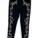 Bisou Bisou  Michele Bohbot Womens Skinny Jeans Black with Gold Embroidery Size 4 Photo 0