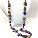 Coldwater Creek  purple and abalone beaded long necklace Photo 7