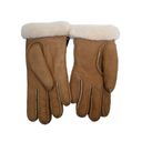 UGG  Womens M Perforated Genuine Shearling Suede Gloves in Chestnut NEW Photo 2