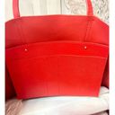 Carolina Herrera CH  Leather Shoulder Large Shopping Tote Handbag Red Photo 7