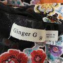 Ginger G Retro Colorful Sheer Floral Crop Shirt Photo 3