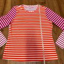 Lands'End  Women Striped Long Sleeve Rash Guard Pink Orange White Medium 10-12 Photo 8