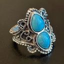 Turquoise stone silver plated ring size 4 Photo 1