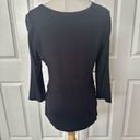 Nic+Zoe  black ruched long sleeved V neck top Photo 5