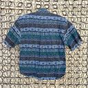 Vintage Blue  indigo purple Aztec Southwestern stripe short sleeve button shirt Photo 2