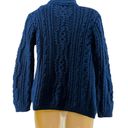 Krass&co Original Aran  Royal Blue Cable Knit Side Zip Cardigan Womens Xsmall Photo 6