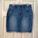 Apt. 9  Denim Jean Pencil Skirt Pockets Slit Stretch Whiskered Blue Wash Sz 12 Photo 0