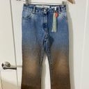 Off-White NWT  Degrade Crop Denim Leg Medium Blue Wash Dip Dye Womens Size 25 Photo 2